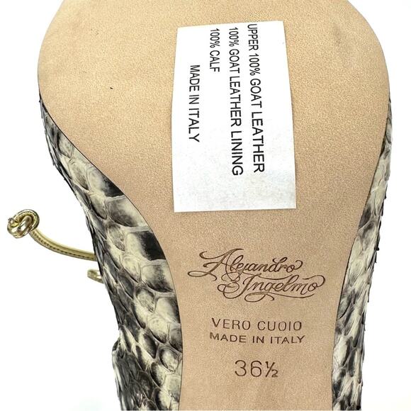Alejandro Ingelmo Stiletto Heel Sandal Size 6.5 Snake Print Leather Slip-On New - Picture 6 of 16
